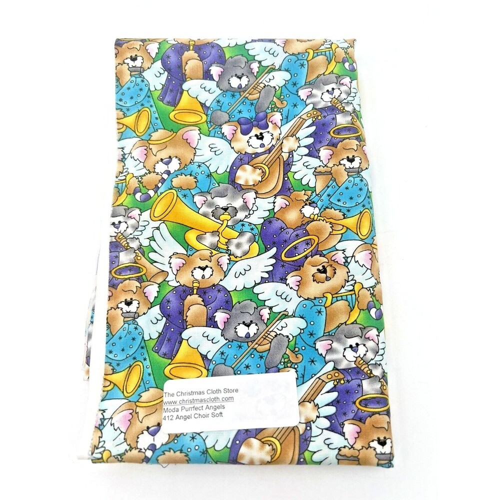 3 Pc KidStuff Purr-fectly Angelic Moda Fabrics Cotton Fabric 45"W 2 Yd Total NEW